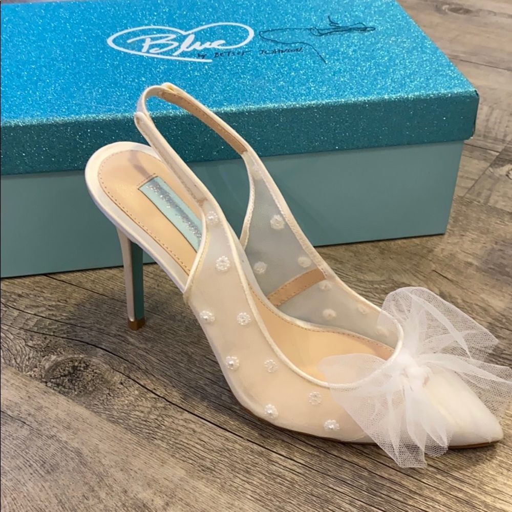 Betsey Johnson Wedding Heels with Beading & Bow